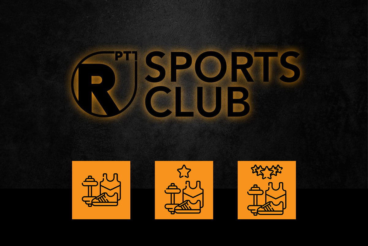 R-Sportvereinslogo auf schwarzem Hintergrund.